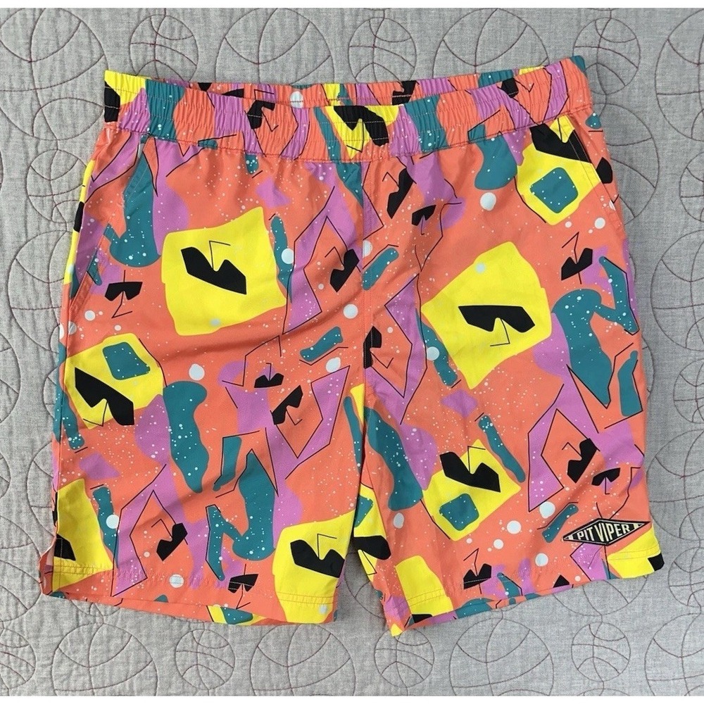 Pit‎ Viper Unlined Board Shorts / Loud Retro Geometric / Men's Large